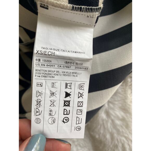 NWT Italian Sleeveless‎ Retro Mini Dress Black White Striped V Neck Mod Style XS - Picture 8 of 9